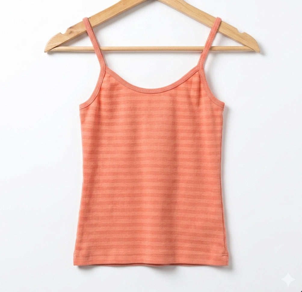 Coral stripped cotton tank