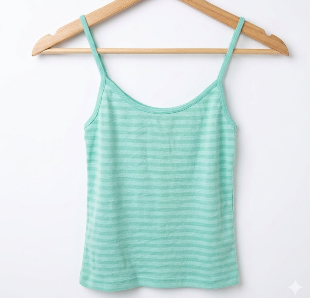 Striped Teal / Turquoise Cotton Tank